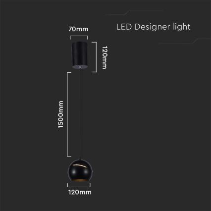 LED-Hängeleuchte an Schnur LED/8,5W/230V 3000K schwarz