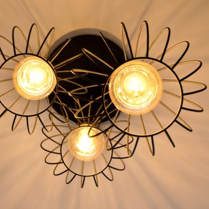 LED-Hängeleuchte an Schnur MERCURE 3xE27/15W/230V ø 50 cm schwarz