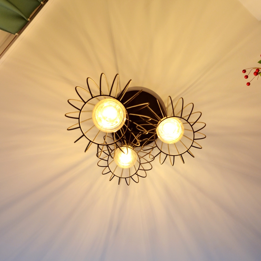 LED-Hängeleuchte an Schnur MERCURE 3xE27/15W/230V ø 50 cm schwarz