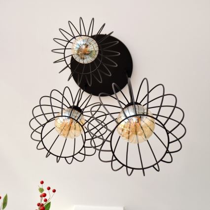 LED-Hängeleuchte an Schnur MERCURE 3xE27/15W/230V ø 50 cm schwarz