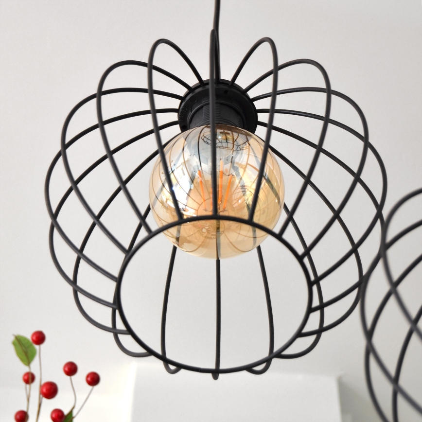 LED-Hängeleuchte an Schnur MERCURE 3xE27/15W/230V ø 50 cm schwarz
