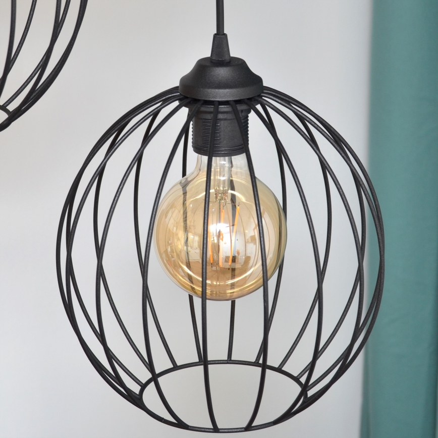 LED-Hängeleuchte an Schnur MERCURE 3xE27/15W/230V ø 50 cm schwarz