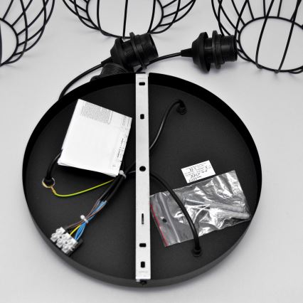 LED-Hängeleuchte an Schnur MERCURE 3xE27/15W/230V ø 50 cm schwarz