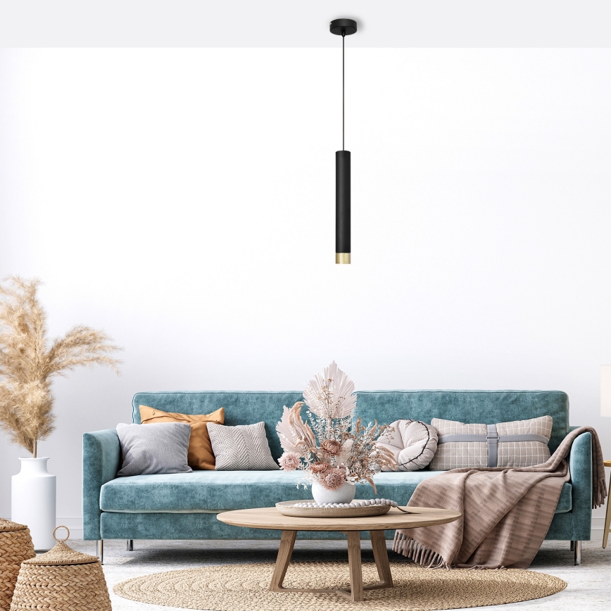 LED Hängeleuchte an Schnur TUBA 1xGU10/4,8W/230V schwarz/golden