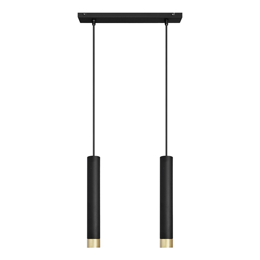 LED Hängeleuchte an Schnur TUBA 2xGU10/4,8W/230V schwarz/golden