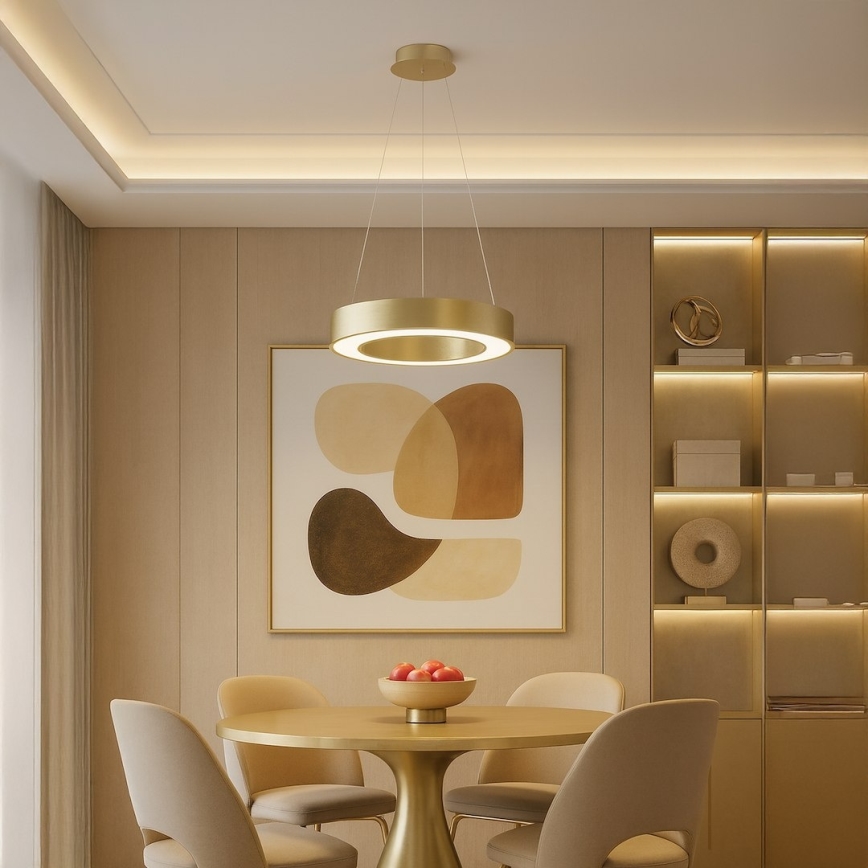 LED-Hängeleuchte an Stahlseil UNION LED/40W/230V 3000/4000/6500K Ø 40 cm goldfarben