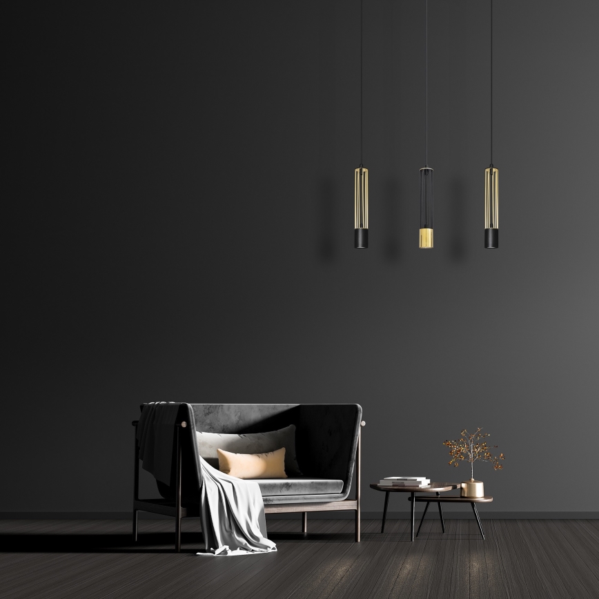 LED Hängeleuchte BARS 3xGU10/4,8W/230V schwarz/gold