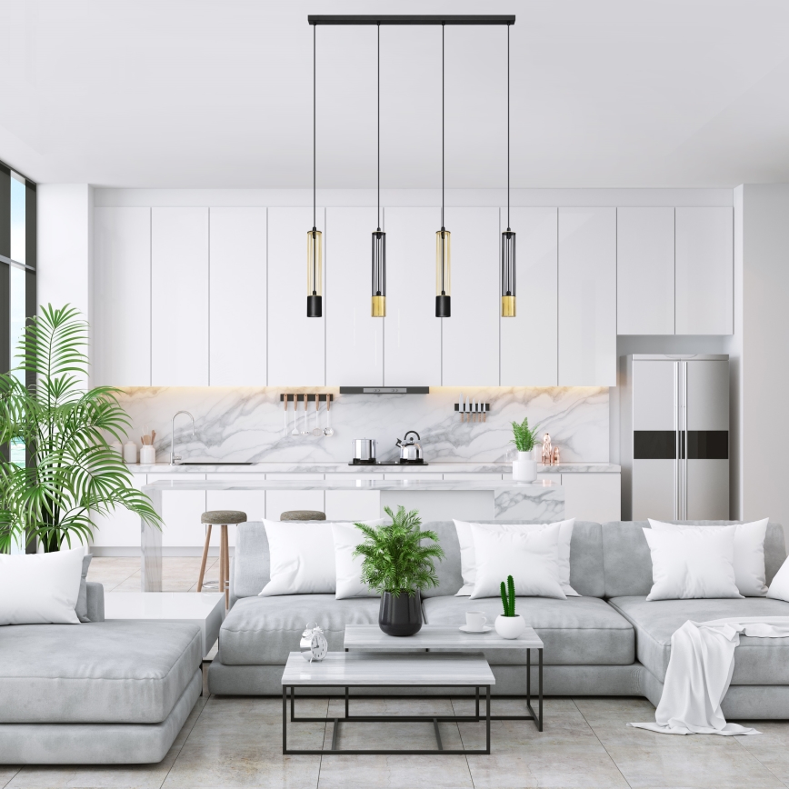 LED Hängeleuchte BARS 4xGU10/4,8W/230V schwarz/gold