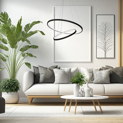 LED-Hängeleuchte HOOP LED/51W/230V d 60 cm 4000K schwarz