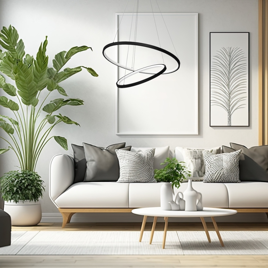 LED-Hängeleuchte HOOP LED/51W/230V d 60 cm 4000K schwarz