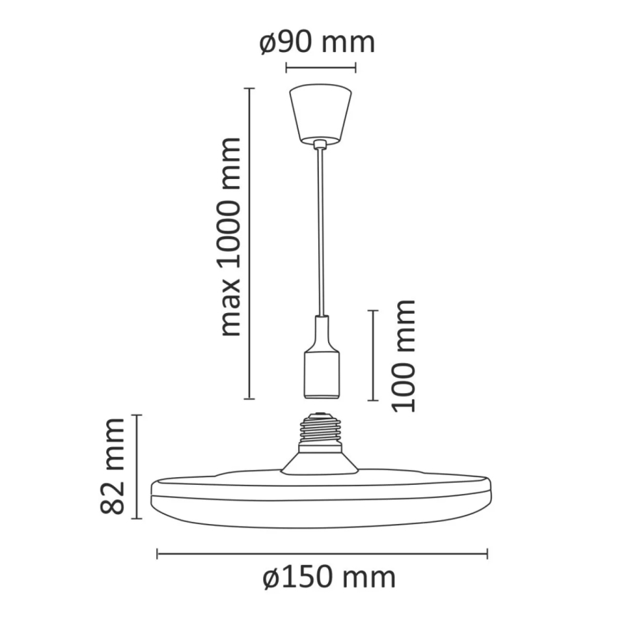 LED Hängeleuchte KIKI 1xE27/10W/230V schwarz