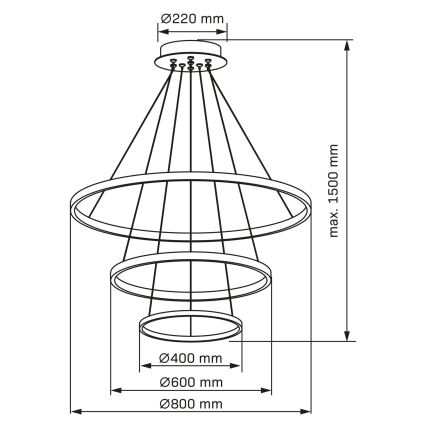 LED-Hängeleuchte LEA LED/60W/230V 4000K d 80 cm schwarz