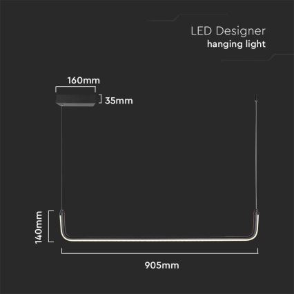 LED-Hängeleuchte LED/12W/230V 4000K 90 cm schwarz