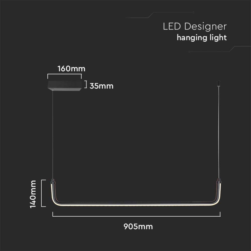 LED-Hängeleuchte LED/12W/230V 4000K 90 cm schwarz