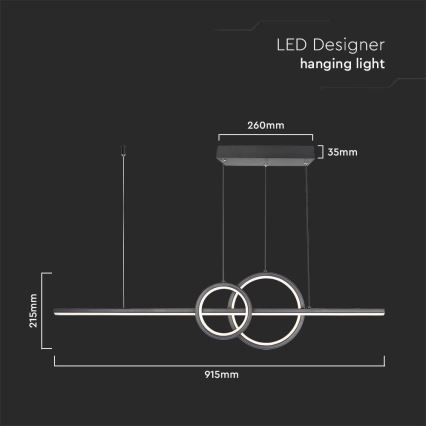 LED-Hängeleuchte LED/15W/230V 4000K 80 cm schwarz