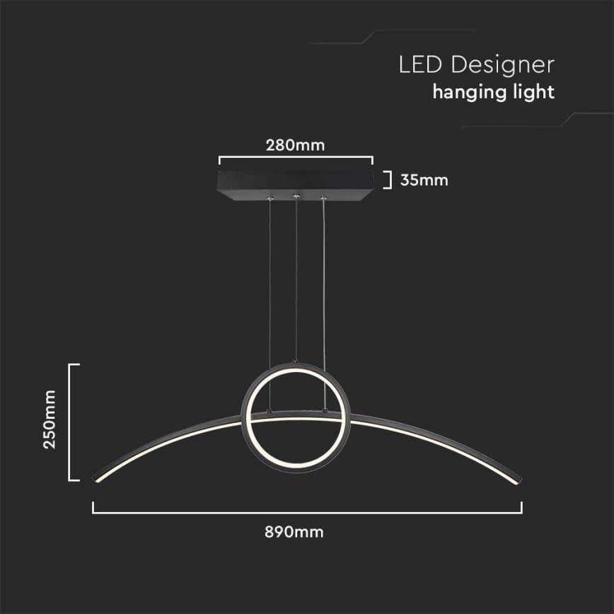 LED-Hängeleuchte LED/30W/230V 4000K 88 cm schwarz
