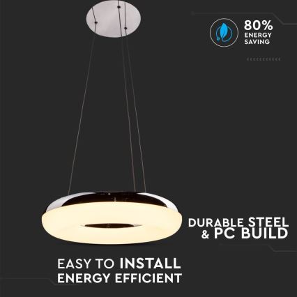 LED-Hängeleuchte LED/40W/230V 3000K d 40 cm glänzendes Chrom