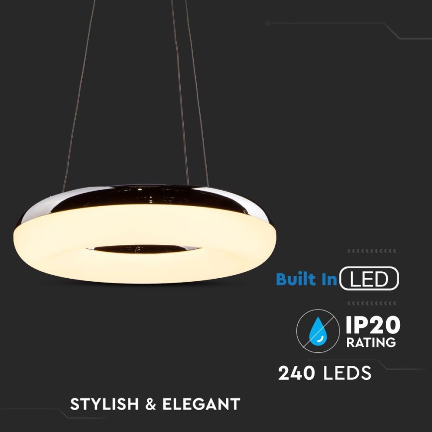 LED-Hängeleuchte LED/40W/230V 3000K d 40 cm glänzendes Chrom