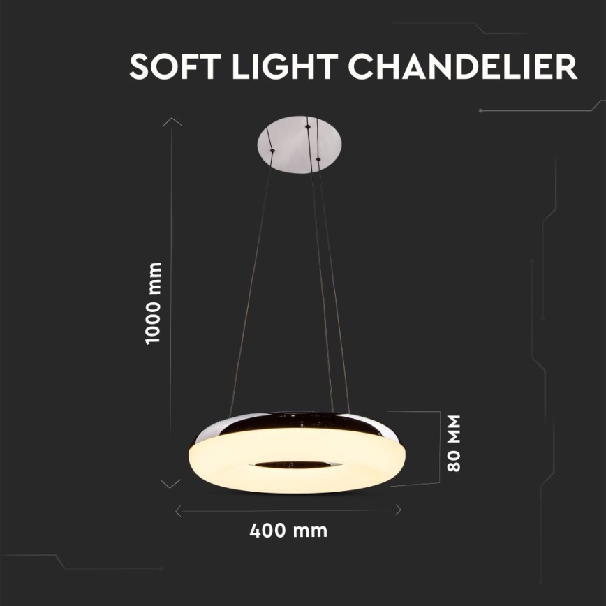 LED-Hängeleuchte LED/40W/230V 3000K d 40 cm glänzendes Chrom