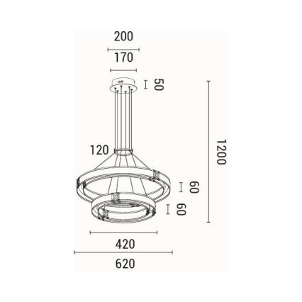 LED-Hängeleuchte LED/62W/230V 3000K 62x120 cm