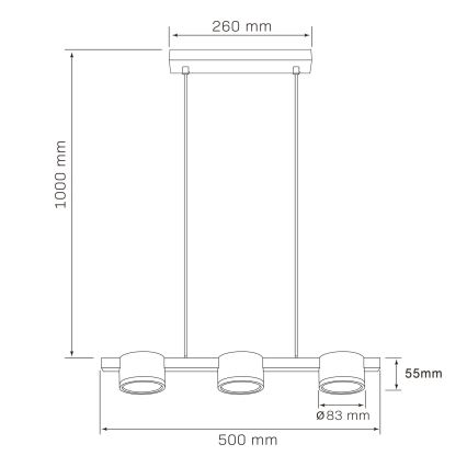 LED-Hängeleuchte MIRELLA 3xGX53/6W/230V schwarz