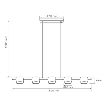 LED-Hängeleuchte MIRELLA 5xGX53/6W/230V schwarz