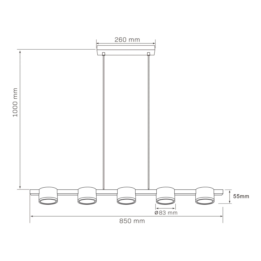 LED-Hängeleuchte MIRELLA 5xGX53/6W/230V schwarz