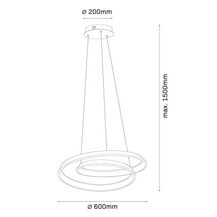 LED-Hängeleuchte mit Kabelabhängung CASHMERE LED/75W/230V Ø 60 cm weiß