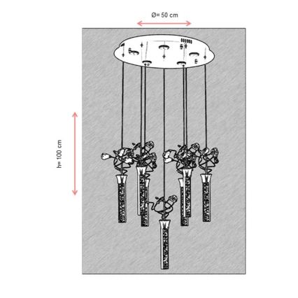 LED-Hängeleuchte PIGEON mit Kabelaufhängung 7xLED/6W/230V 6500K glänzender Chrom