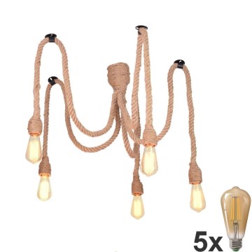 LED-Hängeleuchte ROPE CASA 5xE27/10W/230V Spinne