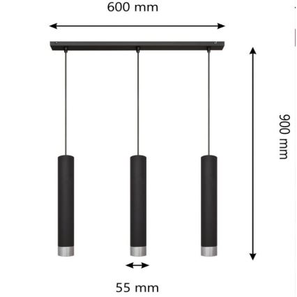 LED Hängeleuchte TUBA 3xGU10/4,8W/230V