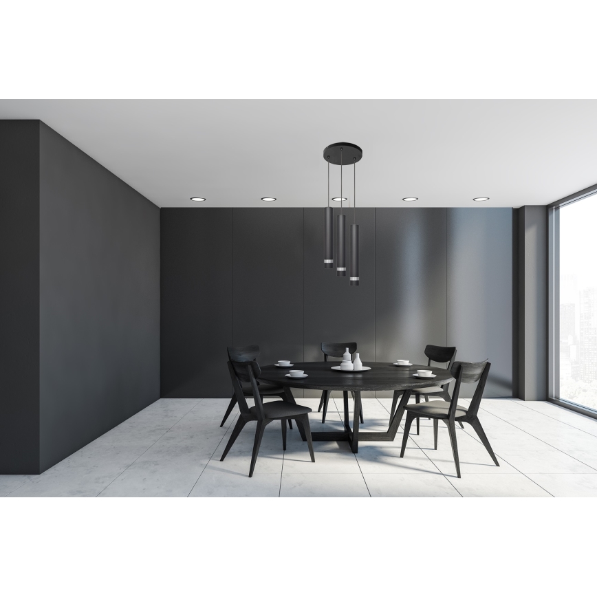 LED-Hängeleuchte TUBA 3xGU10/4,8W/230V schwarz/glänzendes Chrom