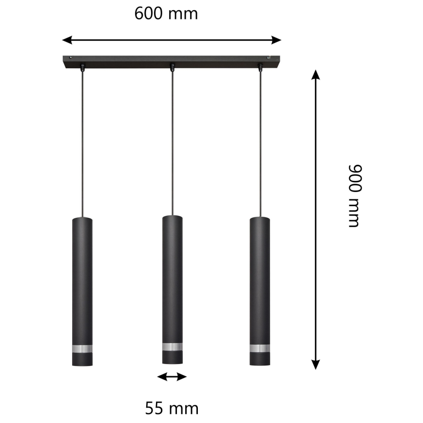 LED-Hängeleuchte TUBA 3xGU10/4,8W/230V schwarz/glänzendes Chrom