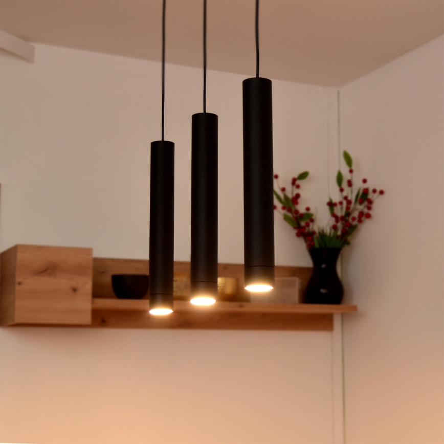 LED Hängeleuchte TUBA 3xGU10/4,8W/230V schwarz