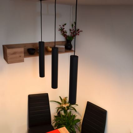 LED Hängeleuchte TUBA 3xGU10/4,8W/230V schwarz