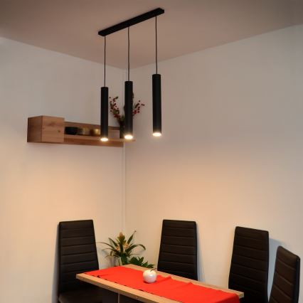 LED Hängeleuchte TUBA 3xGU10/4,8W/230V schwarz