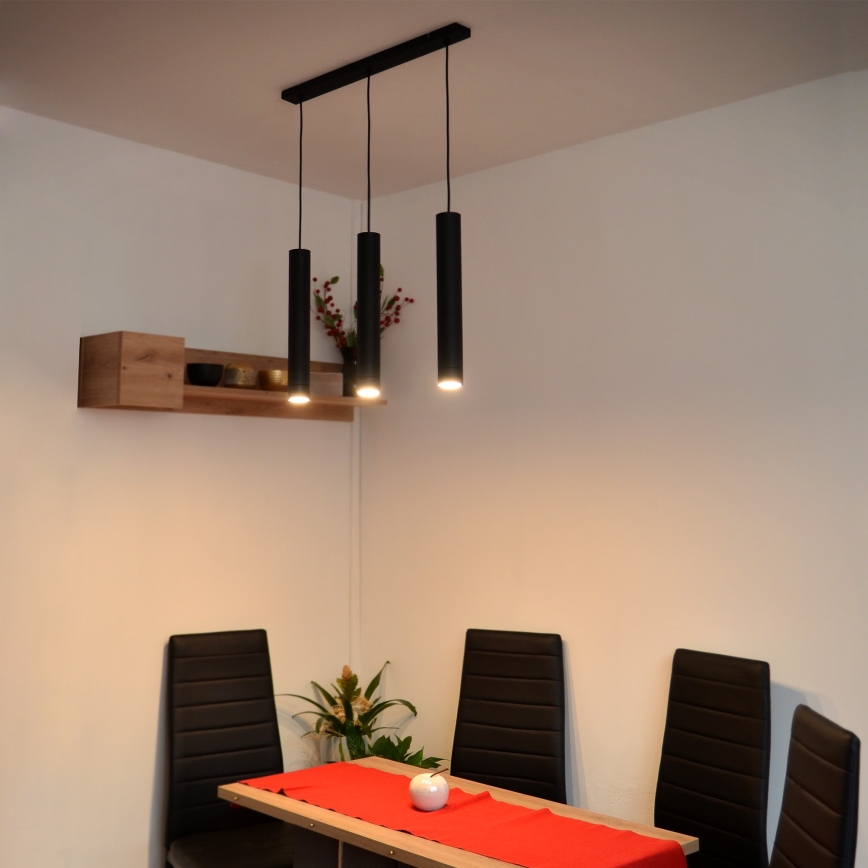 LED Hängeleuchte TUBA 3xGU10/4,8W/230V schwarz