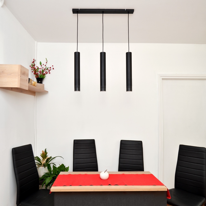 LED Hängeleuchte TUBA 3xGU10/4,8W/230V schwarz