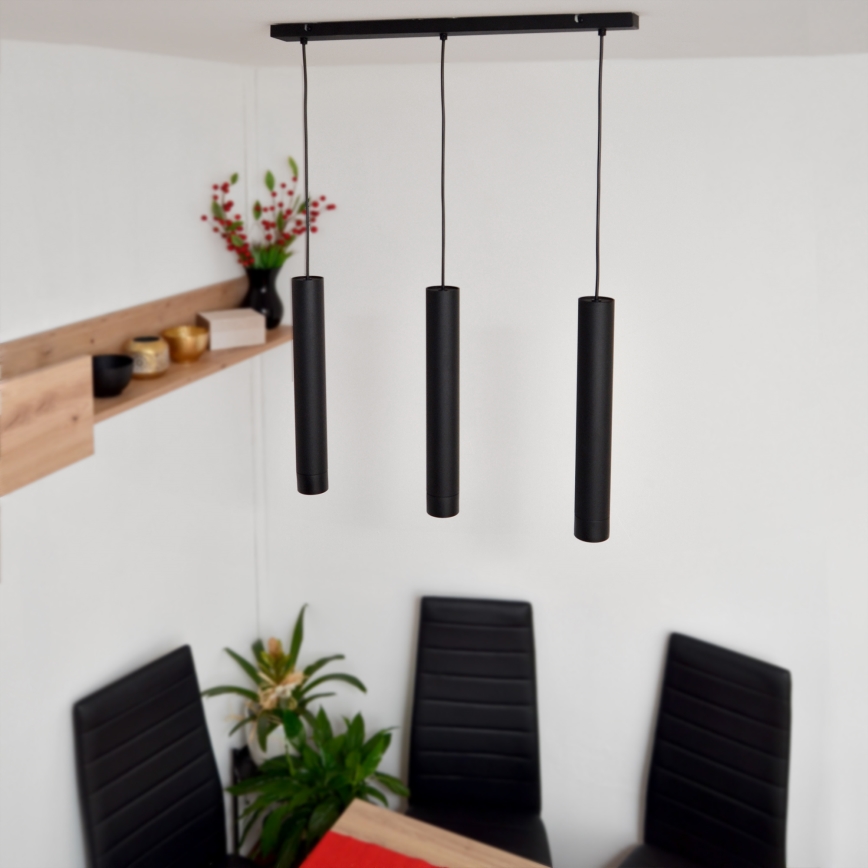 LED Hängeleuchte TUBA 3xGU10/4,8W/230V schwarz