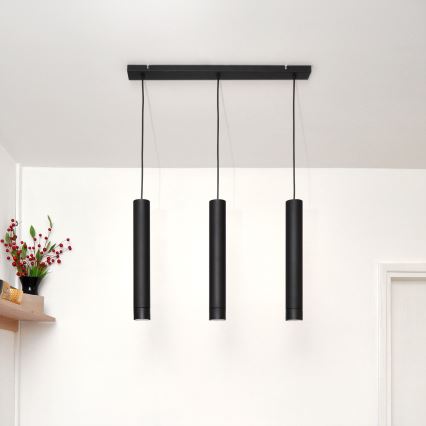 LED Hängeleuchte TUBA 3xGU10/4,8W/230V schwarz