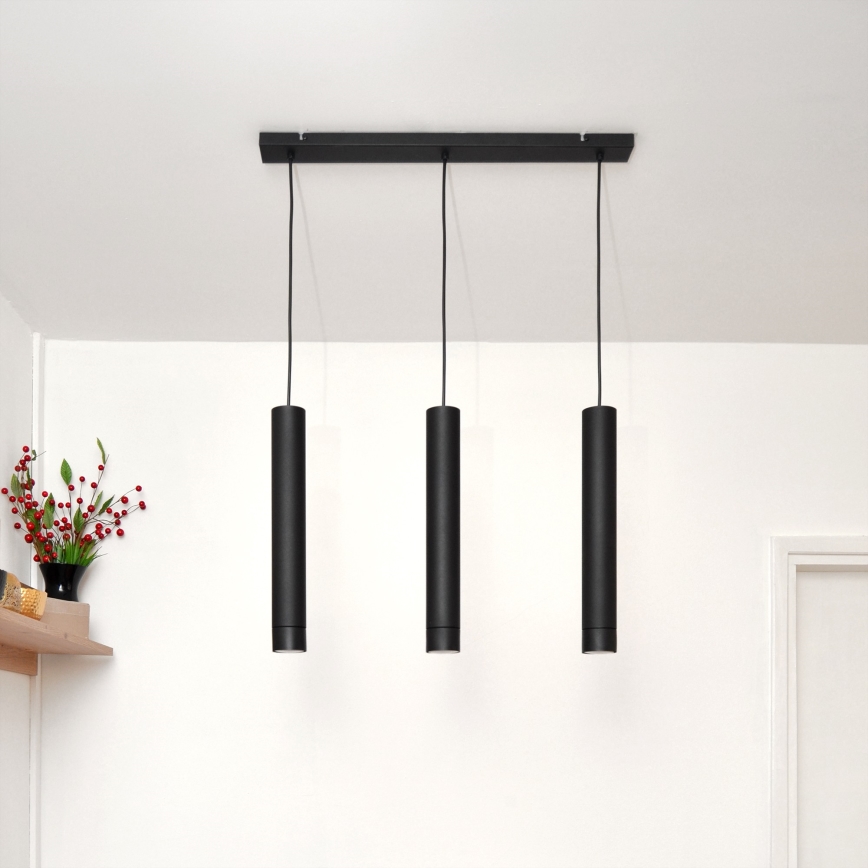 LED Hängeleuchte TUBA 3xGU10/4,8W/230V schwarz