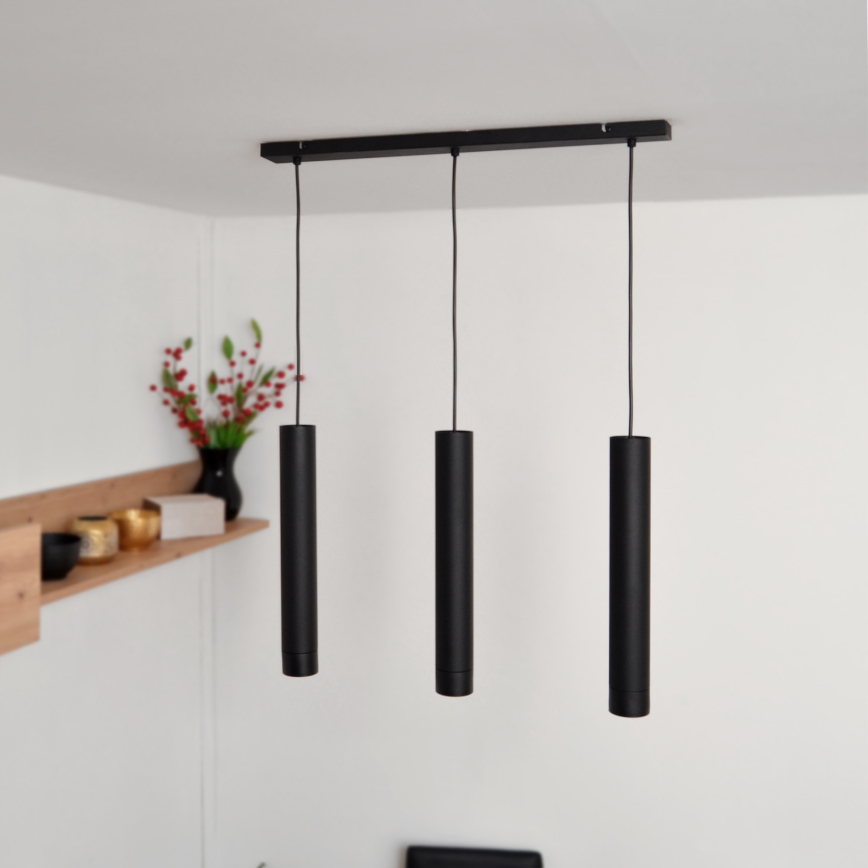 LED Hängeleuchte TUBA 3xGU10/4,8W/230V schwarz