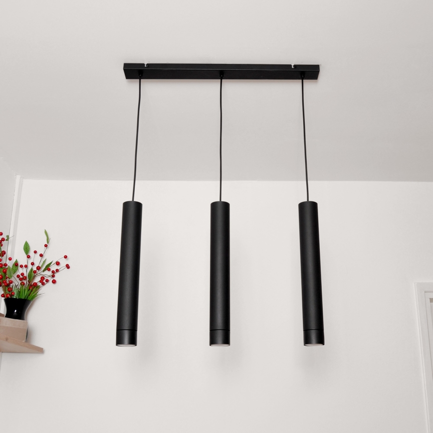 LED Hängeleuchte TUBA 3xGU10/4,8W/230V schwarz
