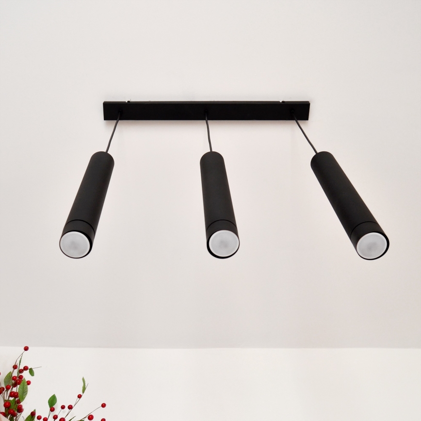 LED Hängeleuchte TUBA 3xGU10/4,8W/230V schwarz