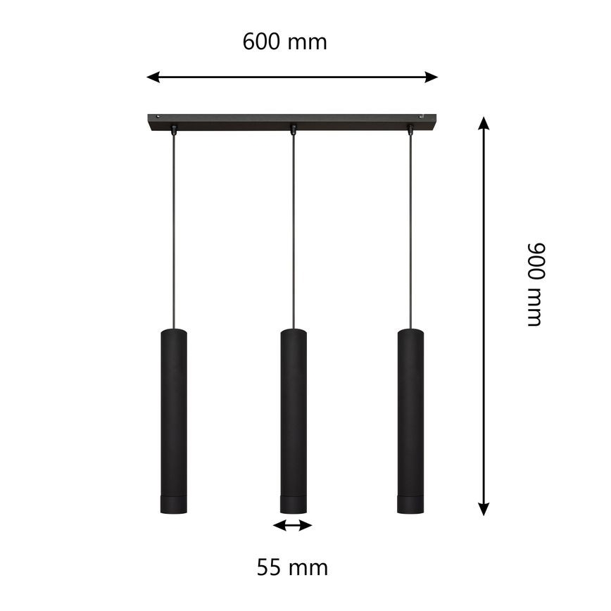 LED Hängeleuchte TUBA 3xGU10/4,8W/230V schwarz