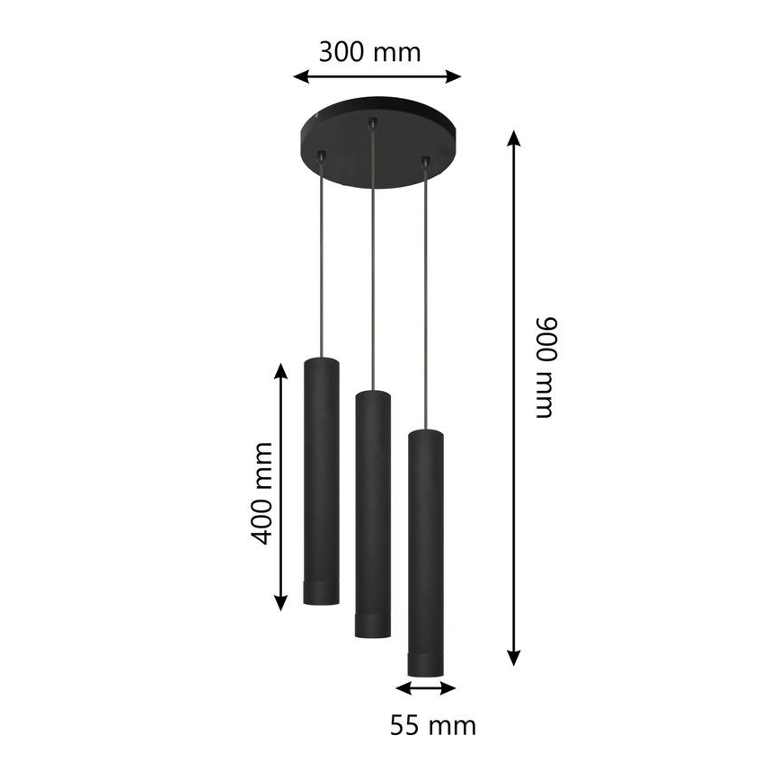 LED Hängeleuchte TUBA 3xGU10/4,8W/230V schwarz