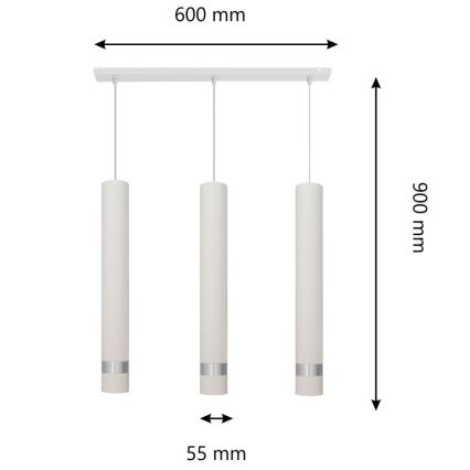 LED Hängeleuchte TUBA 3xGU10/4,8W/230V weiß/chrom matt
