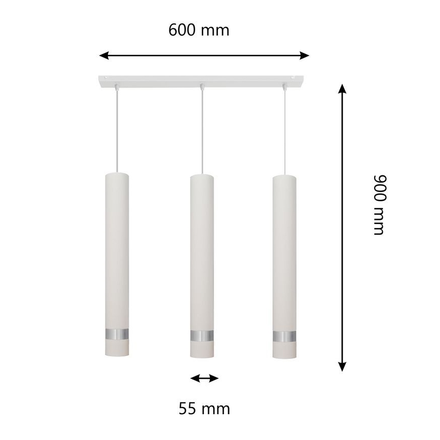 LED Hängeleuchte TUBA 3xGU10/4,8W/230V weiß/chrom matt