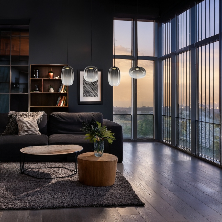 LED-Hängeleuchte VASO LED/15W/230V schwarz/rauchig