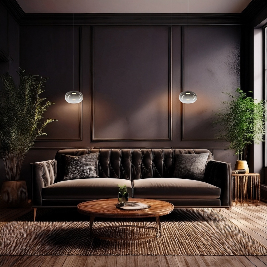 LED-Hängeleuchte VASO LED/4W/230V d 18 cm schwarz/rauchig